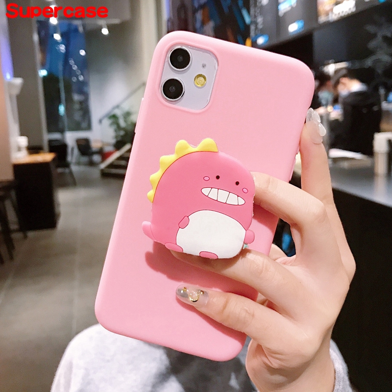 Cute Dinosaur Phone Case For Xiaomi Redmi 4A 4X 6 Pro 5 Plus Note 4 4X Mi 10 Pro A3 A2 Lite mix 3 2s 2 9 8 SE Soft Case With Holder Stand Carton Couple Soft Tpu Cover