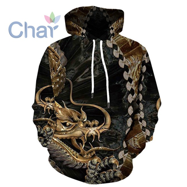 Áo Hoodie In Hình Rồng 3d Cá Tính Cho Nam Nữ