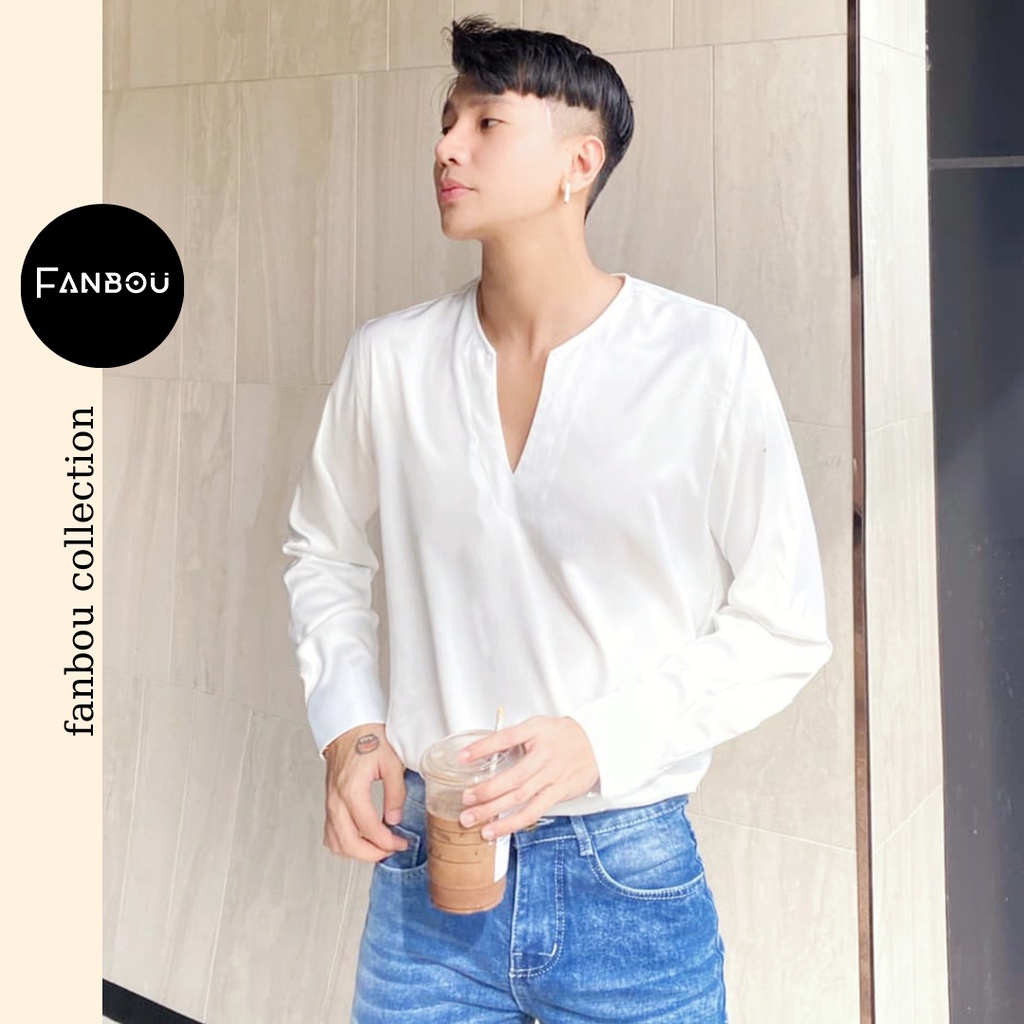 Áo thun cotton nam cổ xẻ V tay dài ngắn | BigBuy360 - bigbuy360.vn