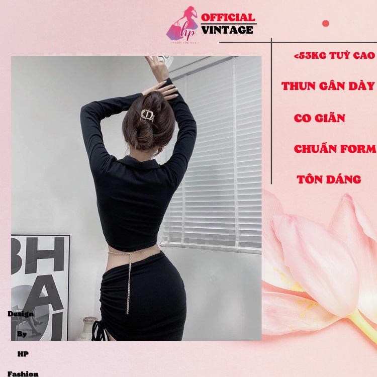 Set váy áo sang chảnh áo croptop rút ngực cổ bẻ kèm váy dây rút 1 bên cột lưng kiểu hàn quốc mã VD319