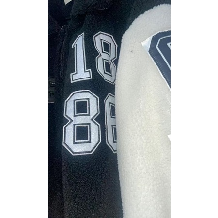Áo khoác bomber jacket varsity nam nữ lông cừu thêu số 1886 chữ phong cách bóng chày cực ấm giá rẻ