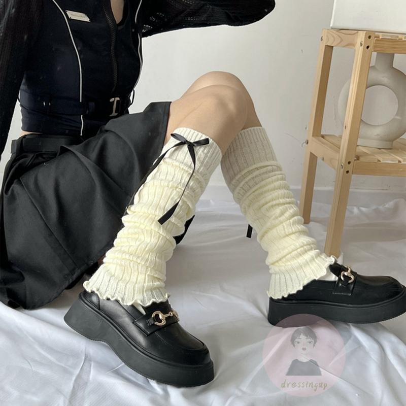 Tất Ống Chân Dệt Kim Giữ Ấm Màu Sắc Ngọt Ngào Cho Nữ