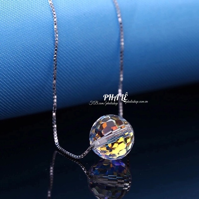 Dây Chuyền Bạc S925 Thiết Kế Với Pha Lê Swarovski Tròn Dát