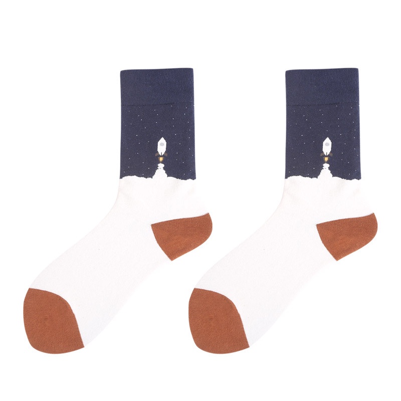 Vớ cổ cao WAFNHA D591 in họa tiết trừu tượng phong cách retro thời trang