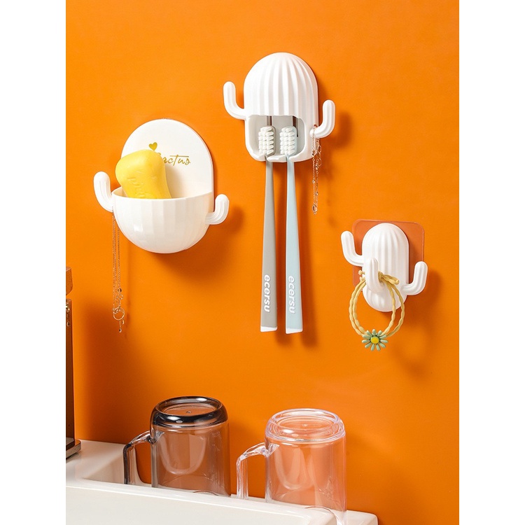 Kẹp Bàn Chải Kèm Móc Hình Xương Rồng Tiện Dụng -M3