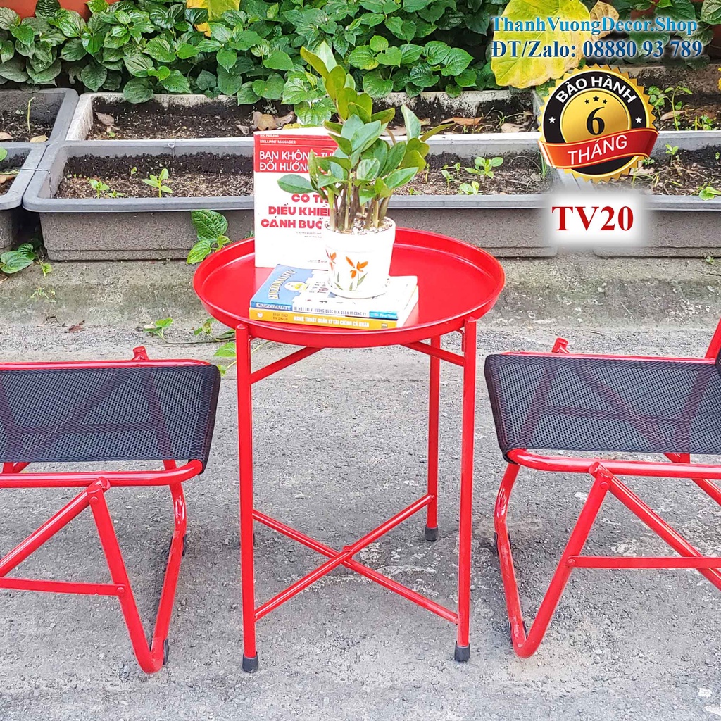 [SỰ THẬT VỀ THANHVUONGGROUP]-BÀN TRÀ CHANH SẮT MÀU ĐỎ CHERRY 4 CHÂN-PHÙ HỢP ĐI PHƯỢT, CAFE, TRÀ ĐÁ VỈA HÈ, HỌC HÀNH,...