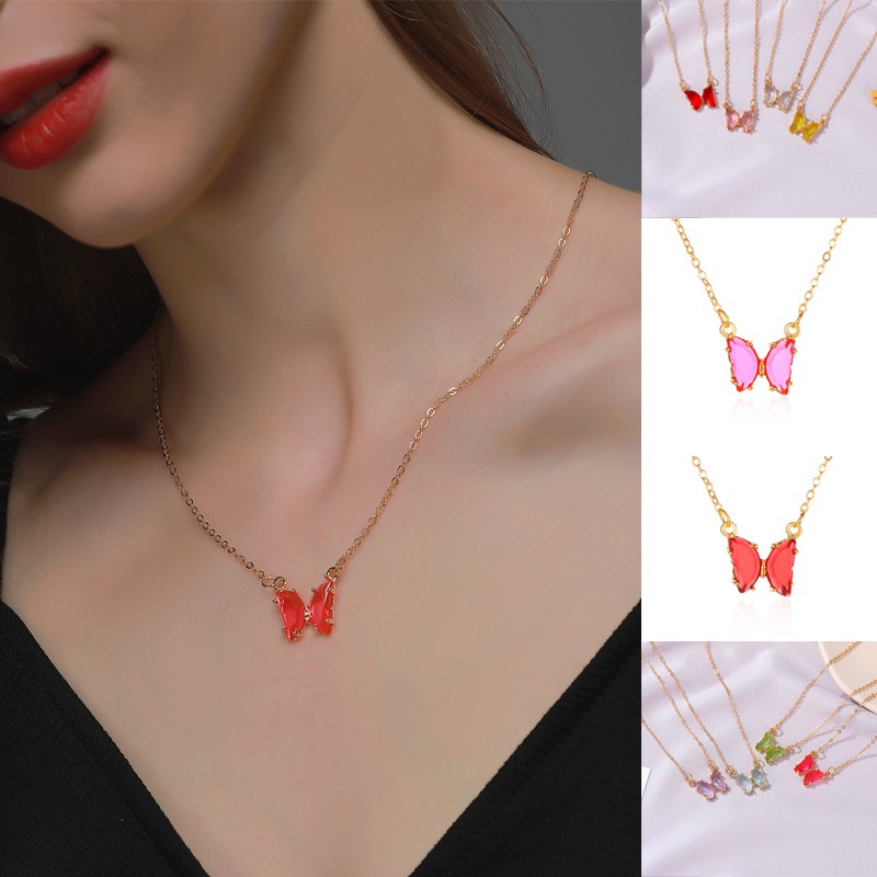 Dây Chuyền Mặt Bướm Đính Đá Xinh Xắn Cho Nữ