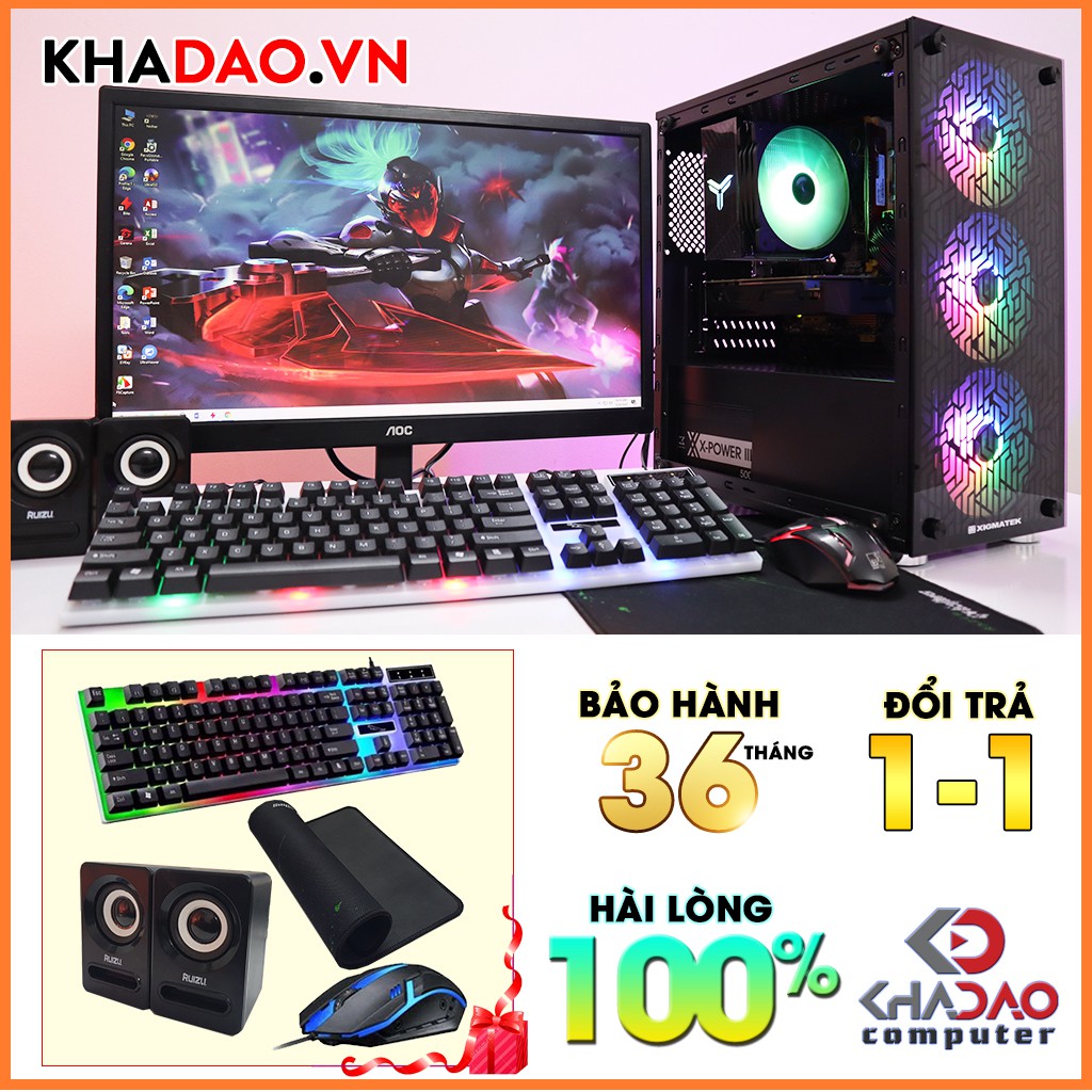 Máy tính chơi game Core I3+ màn hình 22 FullHD LOL, CSGO, PUBG, Warzone, GTA V | BH 36 tháng, tặng phím chuột, pad, loa | BigBuy360 - bigbuy360.vn