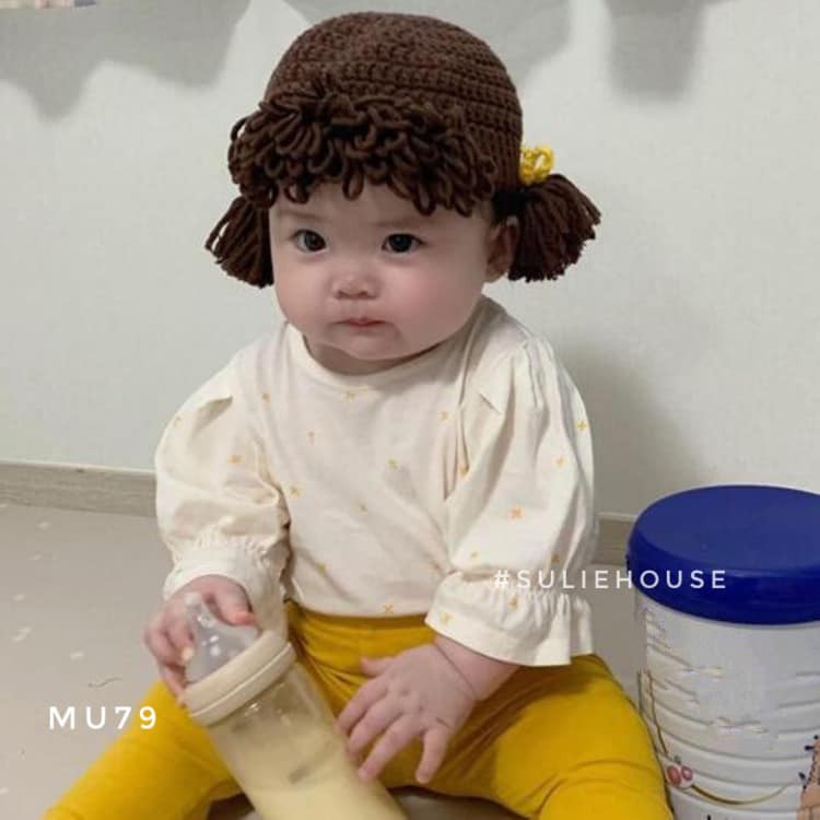 Mũ len tóc giả phong cách HQ bé gái - MU79