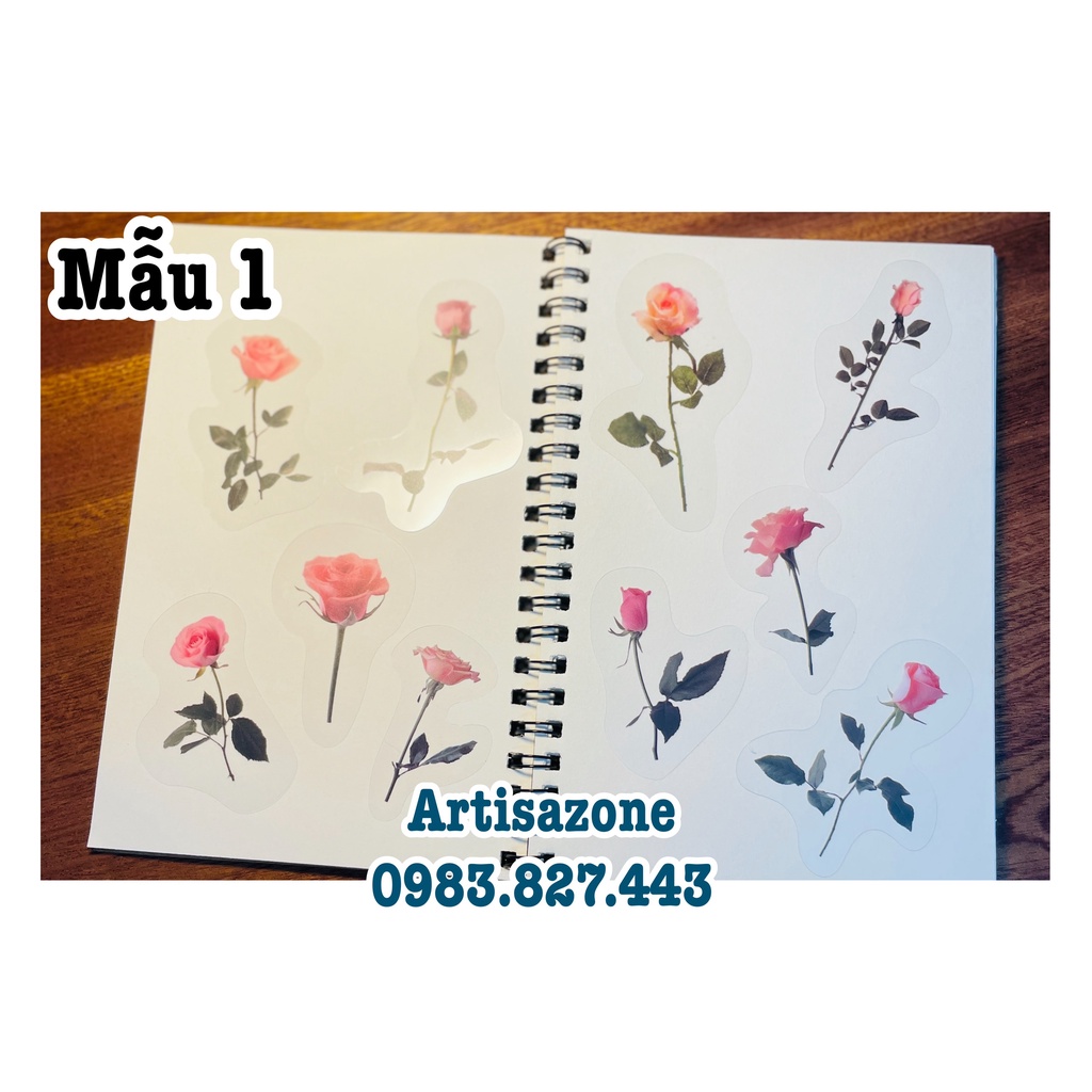 Sticker trong hoa lá mini - Hình dán trang trí - Túi 10 chiếc