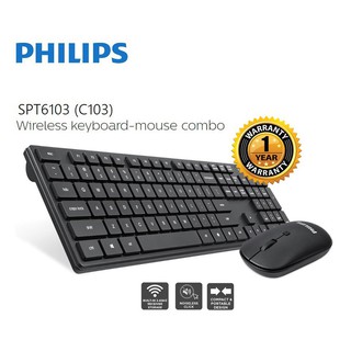 Bộ bàn phím chuột không dây chính hãng Philips SPT6103