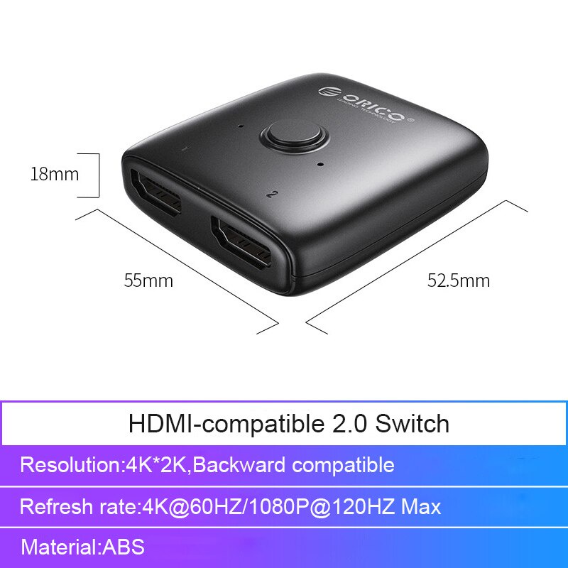 Bộ chia chuyển đổi HDMI 4K * 2K 60HZ KVM ORICO cho PS5 Nintendo Switch (HS2-A1)