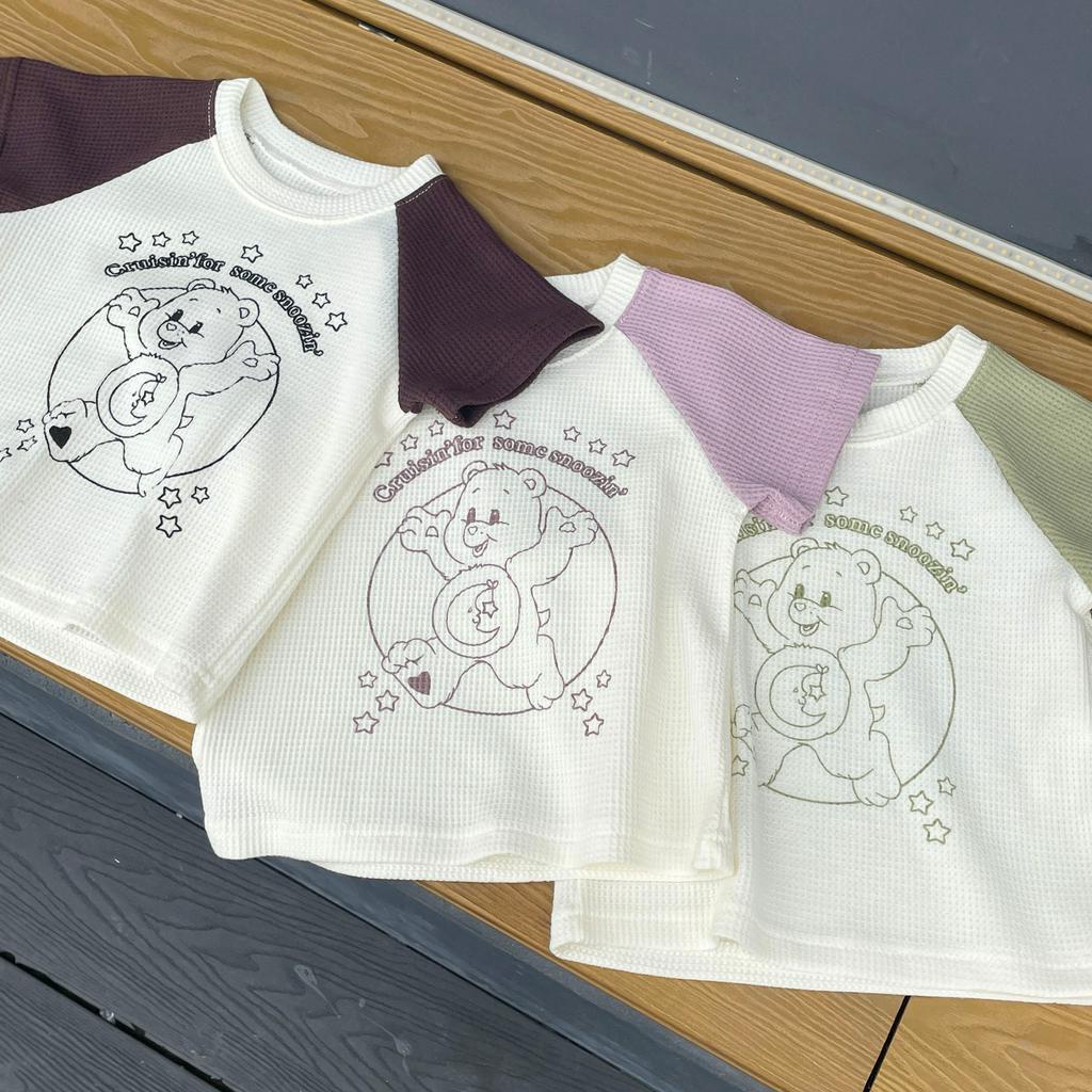 Bộ Áo Thun Tay Ngắn In Hoạt Hình Gấu + Quần Short Thời Trang Mùa Hè Cho Bé