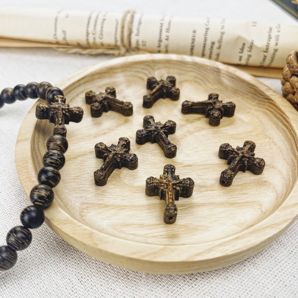 Charm Thánh Giá Trầm Hương Sánh Chìm - Charm Trầm Mix Vòng - Charm Phối Vòng Tay Phong Thuỷ Handmade Tự Làm