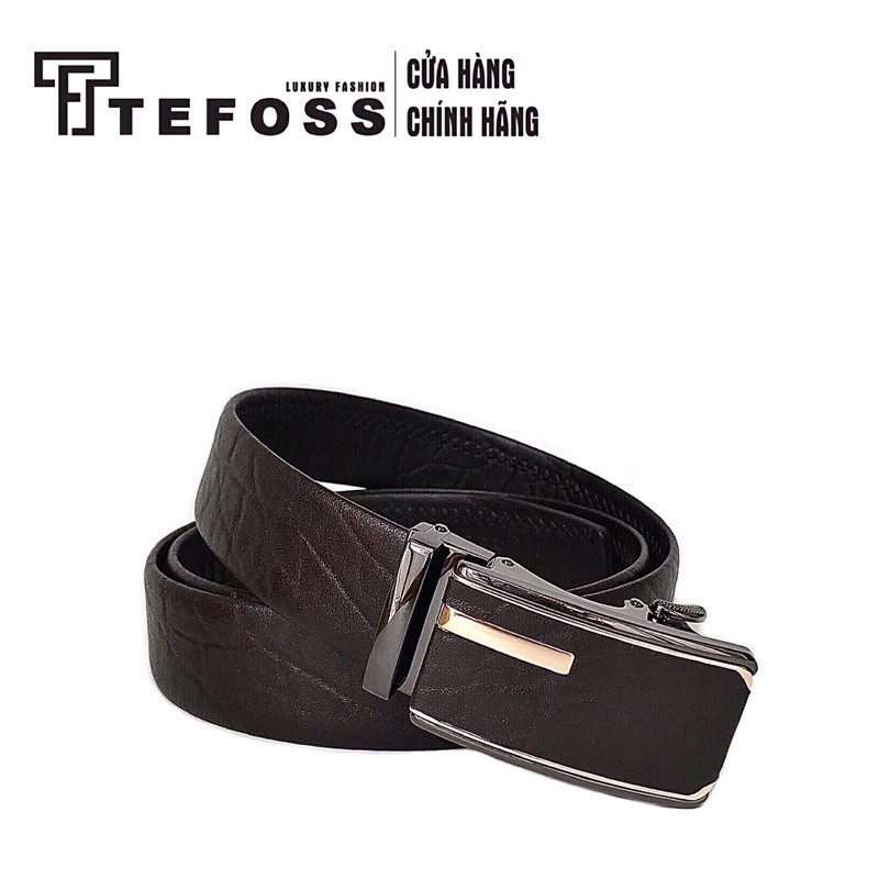 Thắt lưng da bò in vân da voi TL111 TEFOSS Nâu và Đen cao cấp (1 cái )