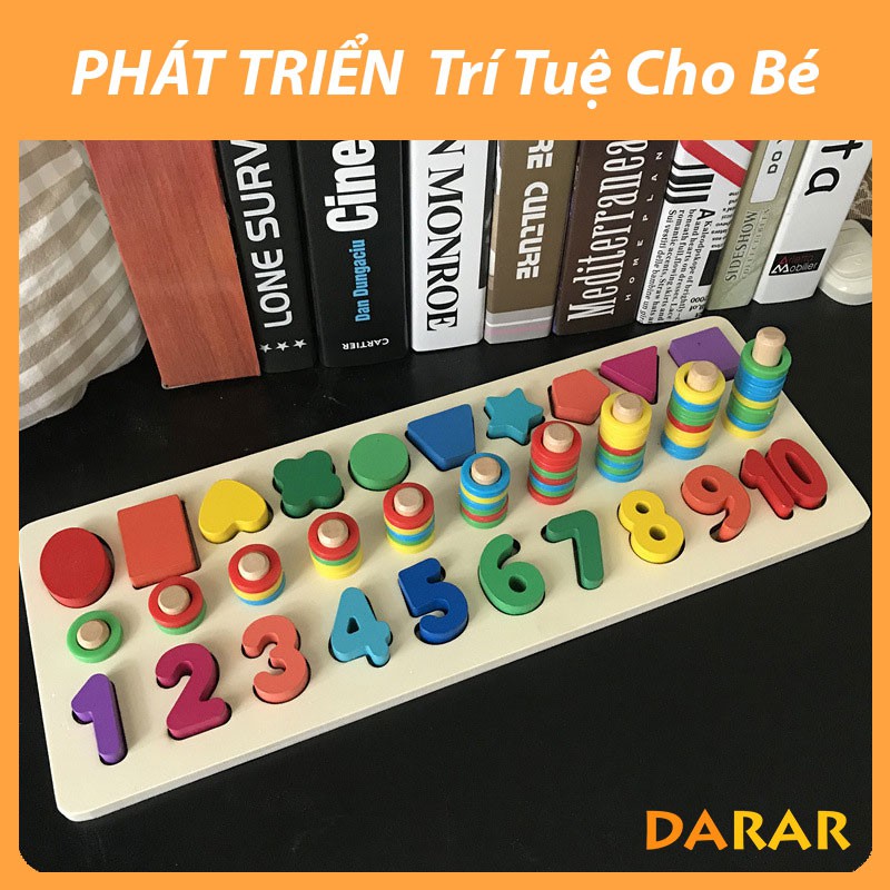 Đồ Chơi Gỗ MONTESSORI Số Đếm 3 Trong 1 - Phát Triển Trí Tuệ Cho Bé Mầm Non