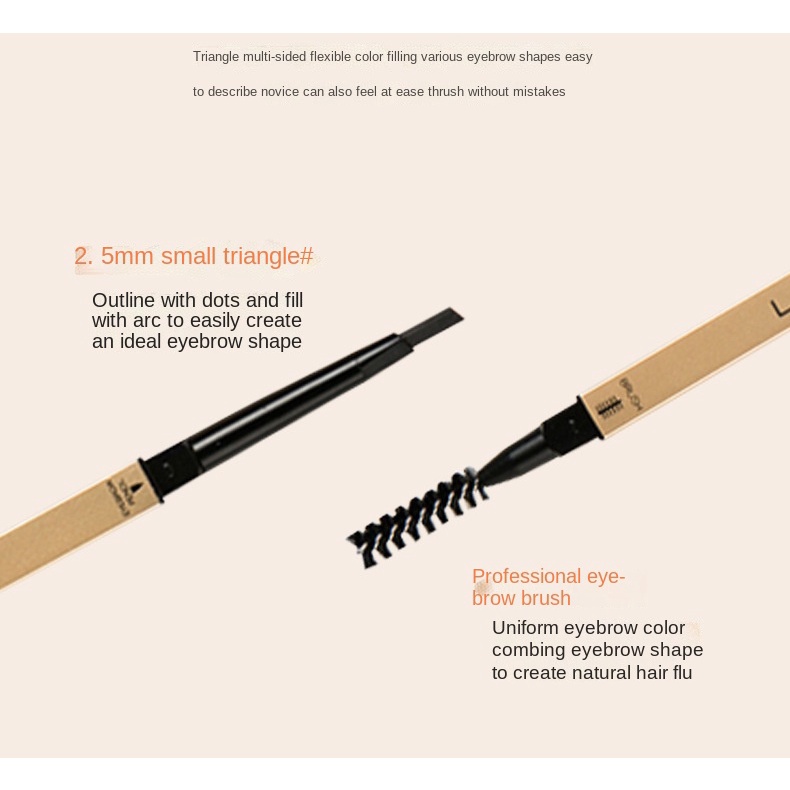 Bút Chì Kẻ Lông Mày Hai Đầu Hình Tam Giác Màu Vàng Siêu Mỏng Chống Thấm Nước Và Mồ Hôi Lâu Trôi Không Bị Nhòe