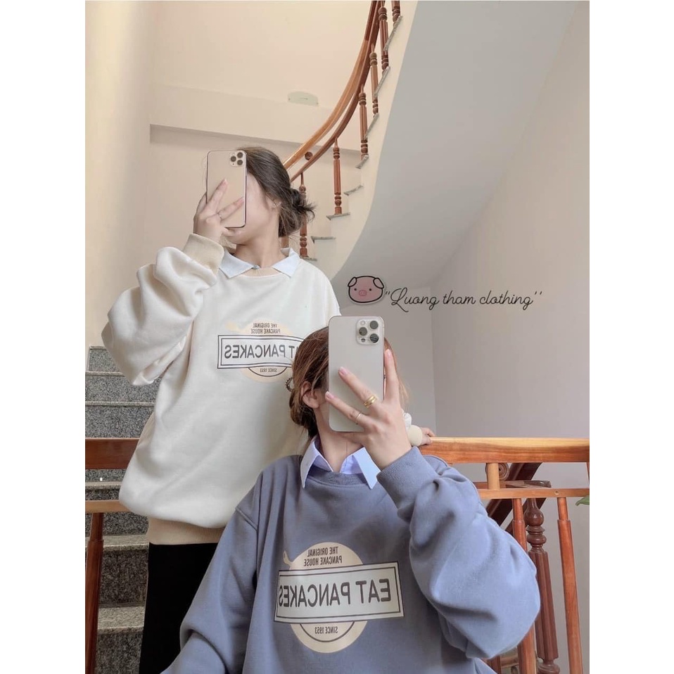 Áo Sweater Nỉ EAT PANCAKE Ulzang Samsam4896