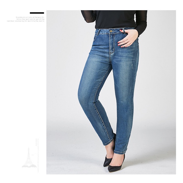 Quần jean xanh big size wash râu mèo size đại 80-100kg kiểu đơn giản