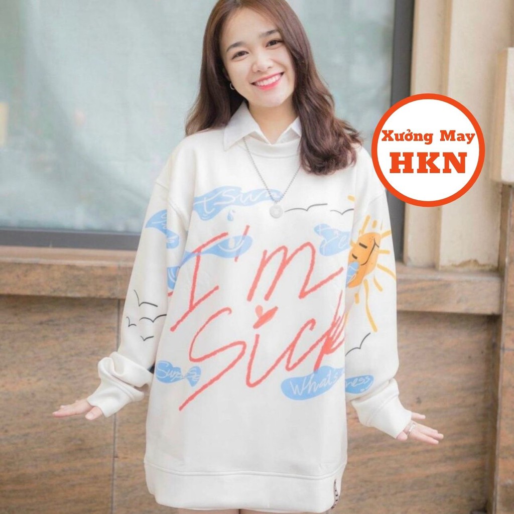 Áo Sweater Nữ In Bầu Trời Sicr Dễ Thương Dài Tay Chất Liệu Nỉ Mềm Mại Mã 626 Xưởng May HKN