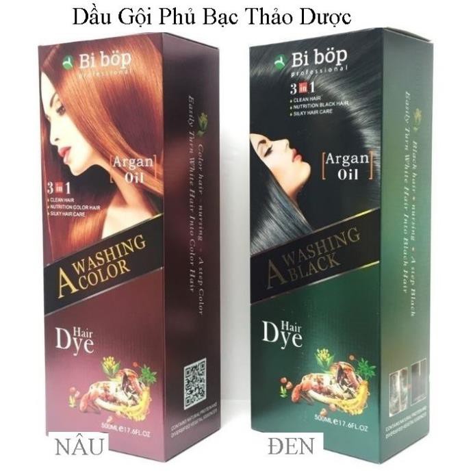Dầu gội nhuộm phủ bạc Nhật Bản ( nhãn hiệu BIBOP) nâu và đen chai 500ml