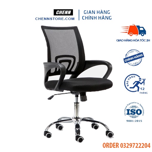 , ghế nhân viên lưới cao cấp, điều chỉnh nâng hạ ngã lưng xoay 360 độ.