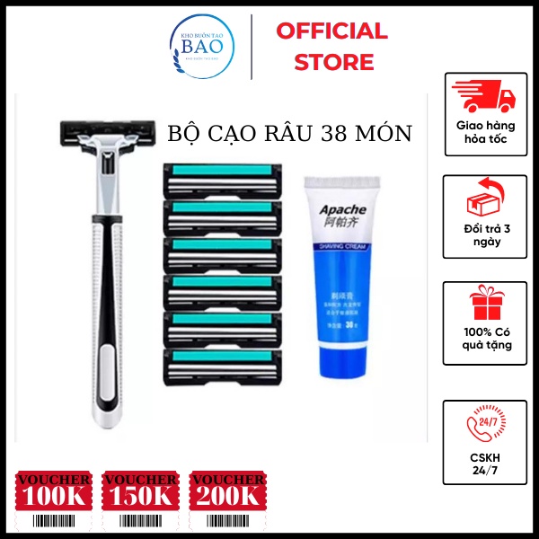 Bộ Cạo Râu Kèm 36 Lưỡi Kép Và 1 Kem Cạo Râu - bộ cạo râu 38 món siêu tiết kiệm