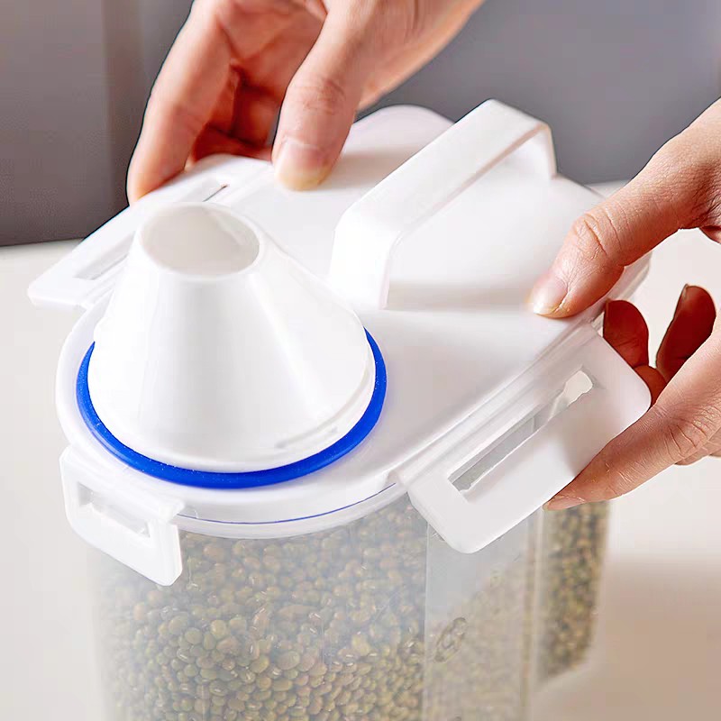 PVN14766 Hộp nhựa đựng đồ khô ngũ cốc, thùng gạo 2kg có miệng vòi rót T2 .
