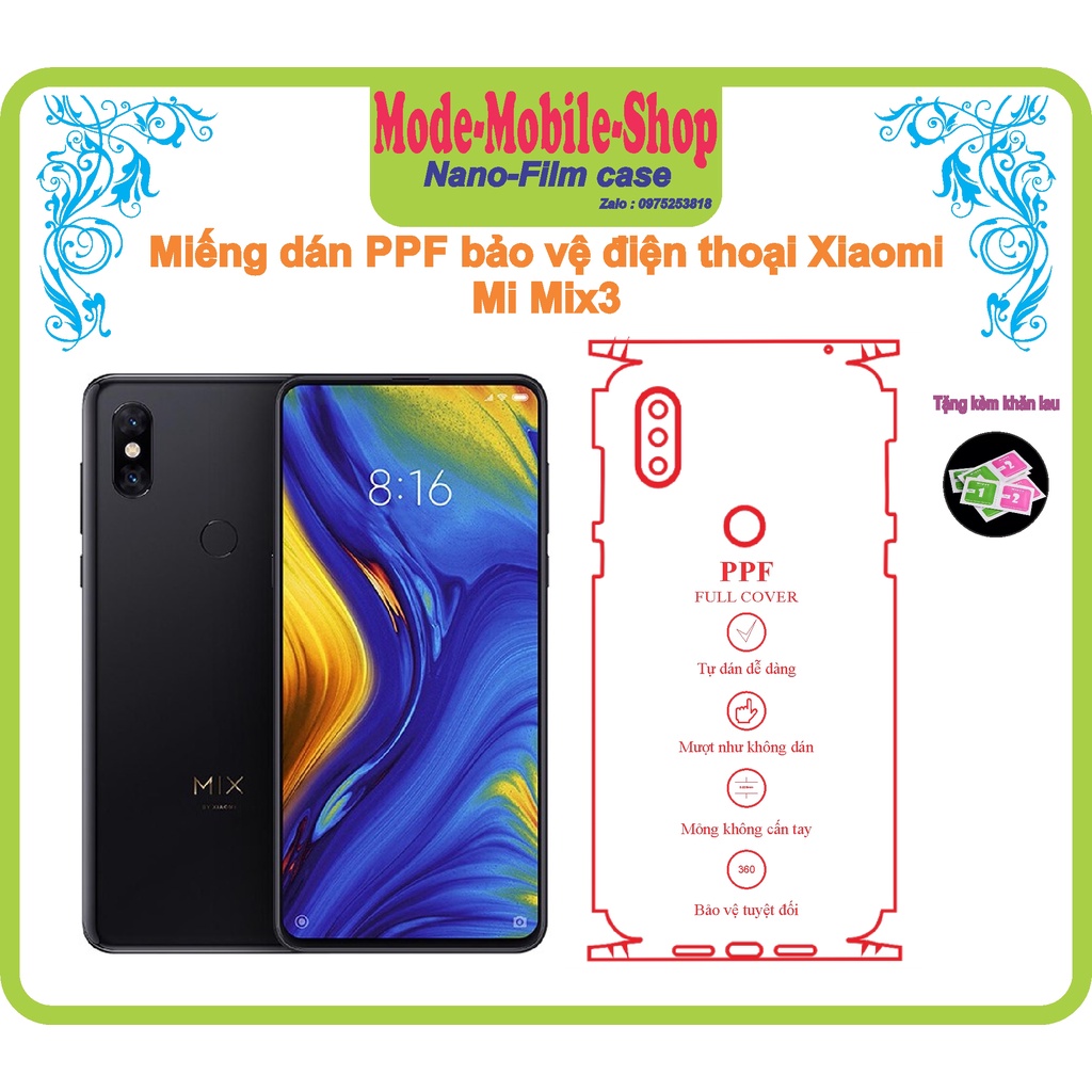 Miếng dán ppf bảo vệ điện thoại mi mix3