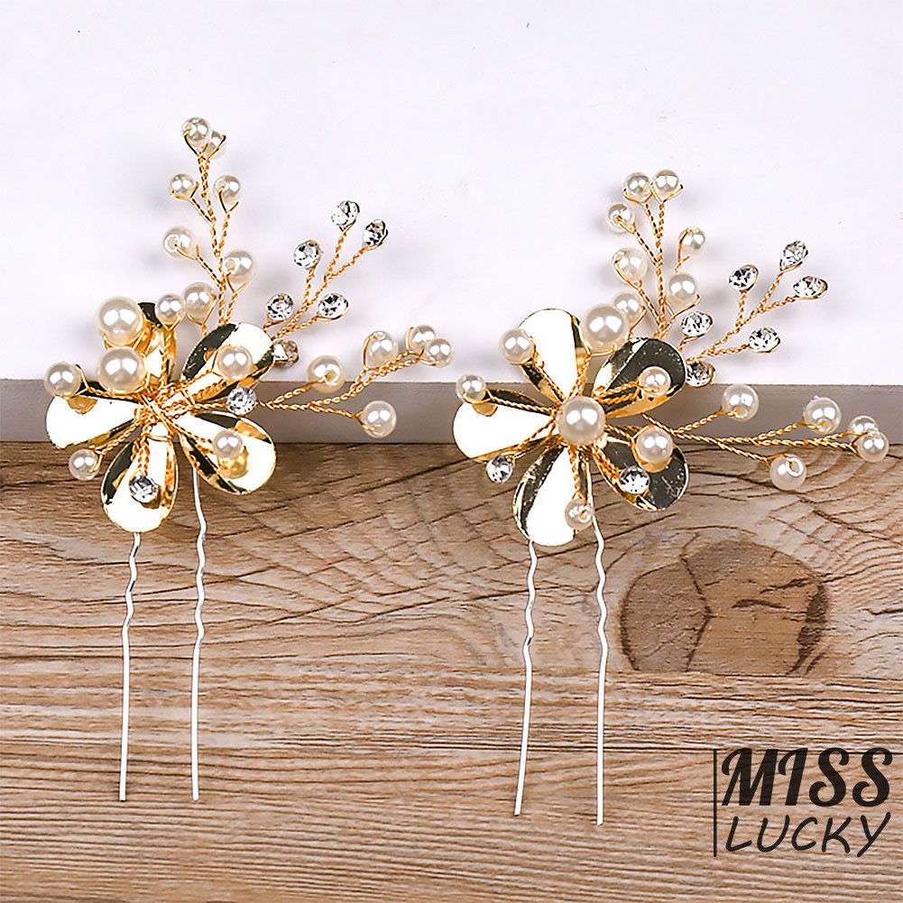 Trâm cài tóc hình hoa đính ngọc trai nhân tạo phong cách retro cho nữ