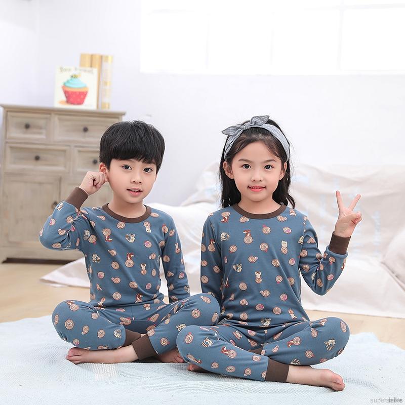 Bộ Đồ Ngủ Pijama Dài Tay Họa Tiết Hoạt Hình Cho Bé Từ 2-8 Tuổi