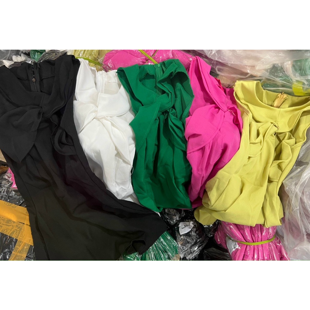 đầm xốp ngắn chữ A kiểu chéo ngực hở vai