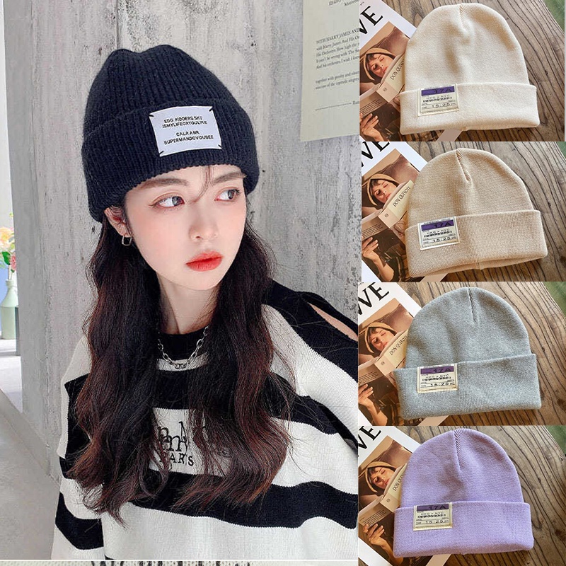 Mũ len dệt kim ấm áp thời trang hàn quốc