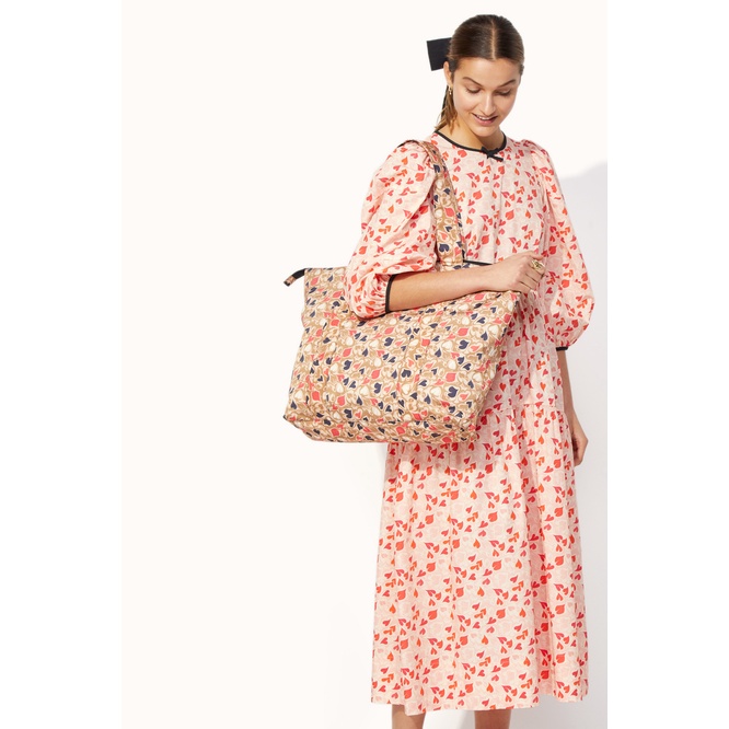 Cath Kidston - Túi đeo vai/The Slouch Tote - Marble Hearts Ditsy - Brown -1041132