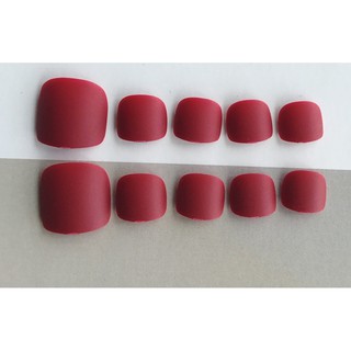 Bộ 24 móng chân giả nhám đỏ (kèm keo)