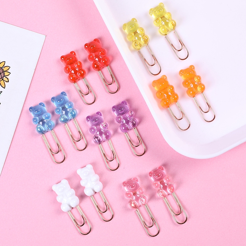 Bộ 2 cái kẹp giấy kim loại hình gấu xinh xắn