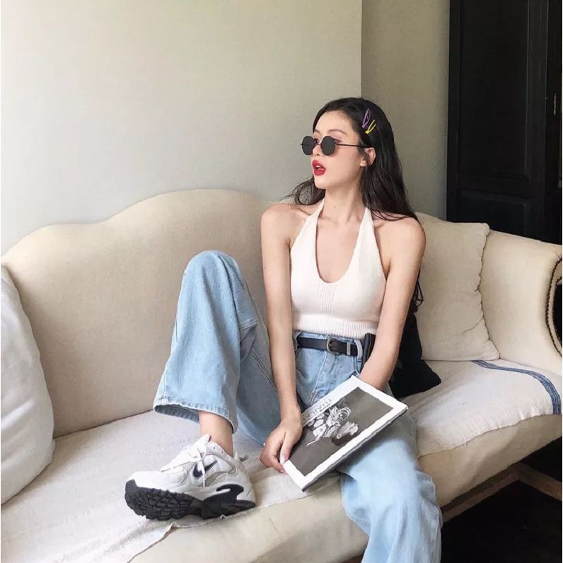 Áo cổ V buộc dây Áo croptop kiểu ôm Hàn quyến rũ dành cho nữ A03 | BigBuy360 - bigbuy360.vn