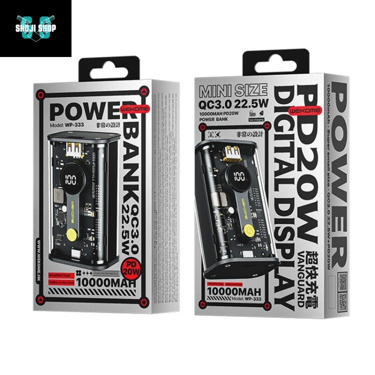 Sạc dự phòng trong suốt 10000mah có hỗ trợ sạc nhanh WP 333,337 tương thích Android Ios PD QC + 12 Tháng BH