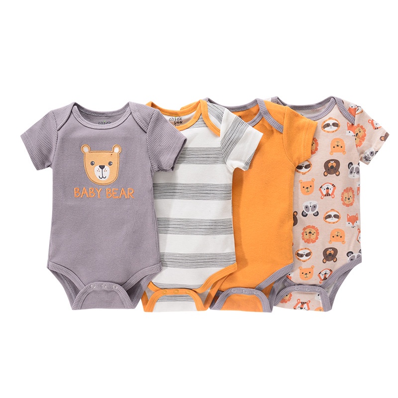 Set 4 Áo Liền Quần In Hoạt Hình Dễ Thương Thời Trang 2022 Cho Bé Sơ Sinh Từ 0-12 Tháng Tuổi