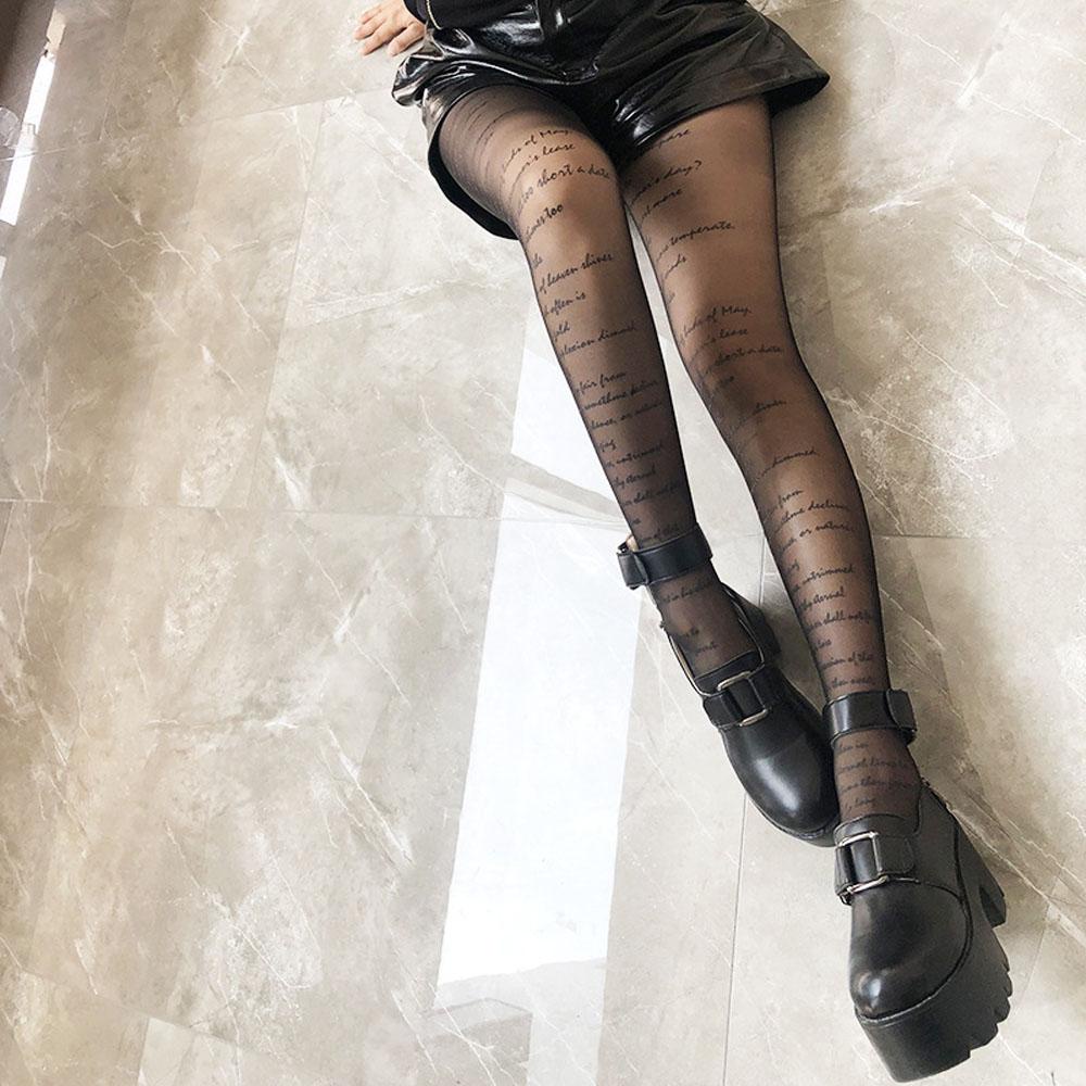 Quần Tất Nylon Mỏng Trong Suốt In Chữ Thời Trang Cho Nữ