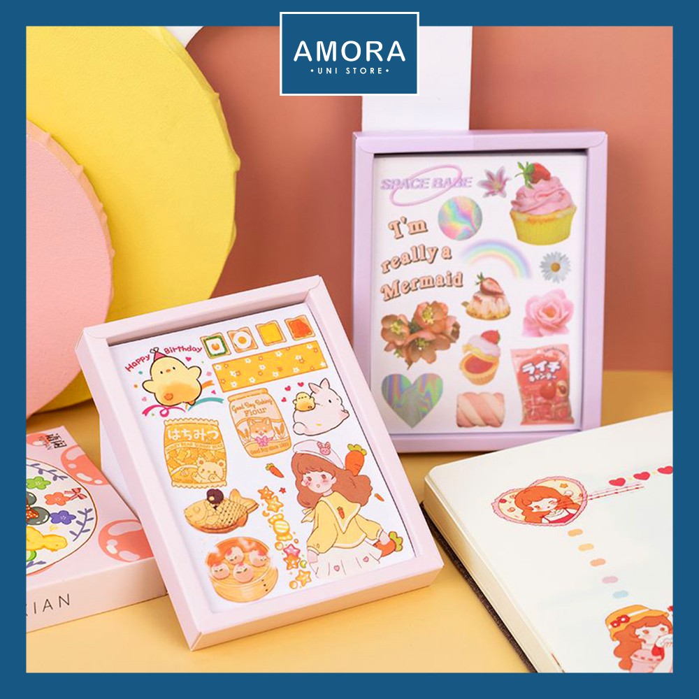 SET 50 tờ sticker Angel Style khổ A6 - trang trí sổ tay, Hand Book - chất liệu giấy cao cấp Nhật Bản - Amora UNI