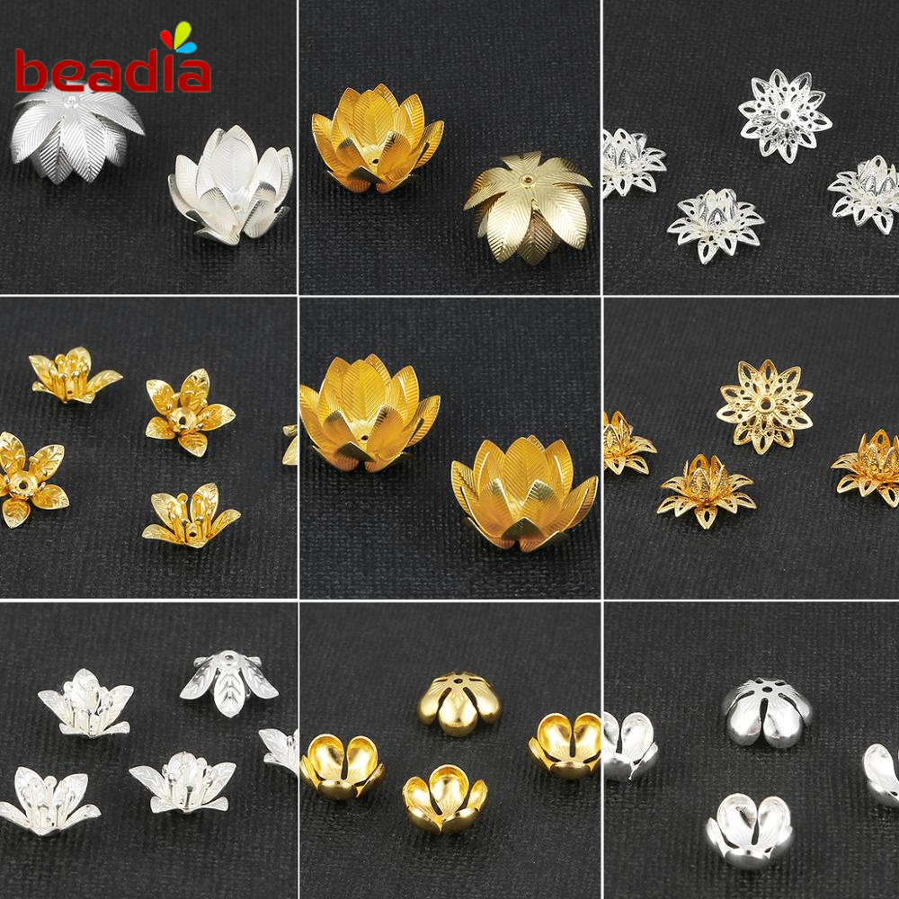 Nắp gắn hạt cườm Beadia hình hoa sen bằng đồng làm đồ trang sức thủ công tiện dụng