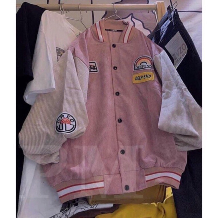 Áo khoác bomber nhung cầu vồng HSU0421