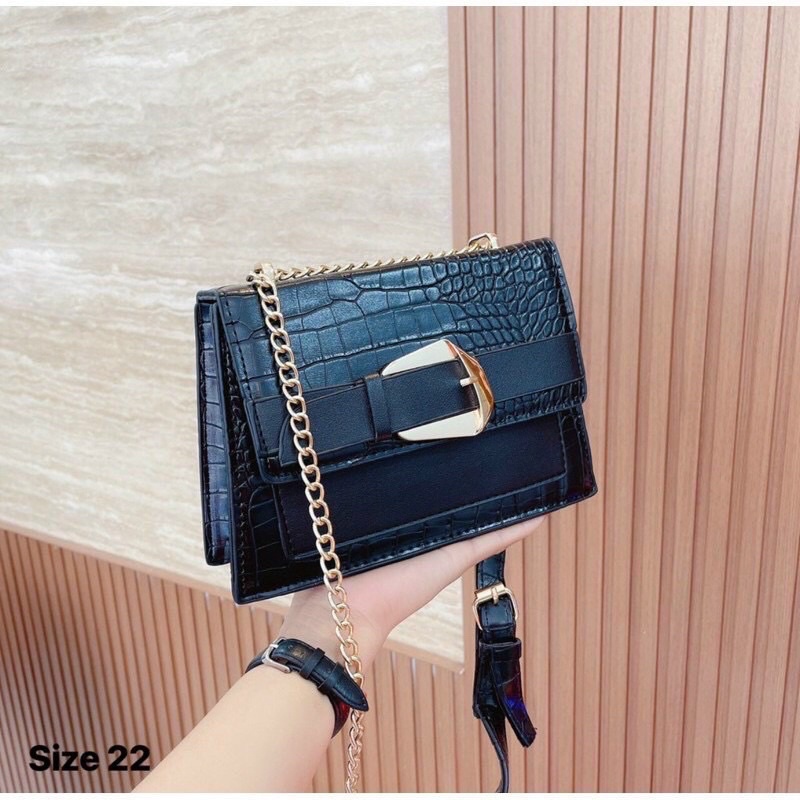 Túi Xách Nữ Đeo Chéo Da Rắn, Túi Nữ Đeo Vai Khoá Đai Dây Pha Xích