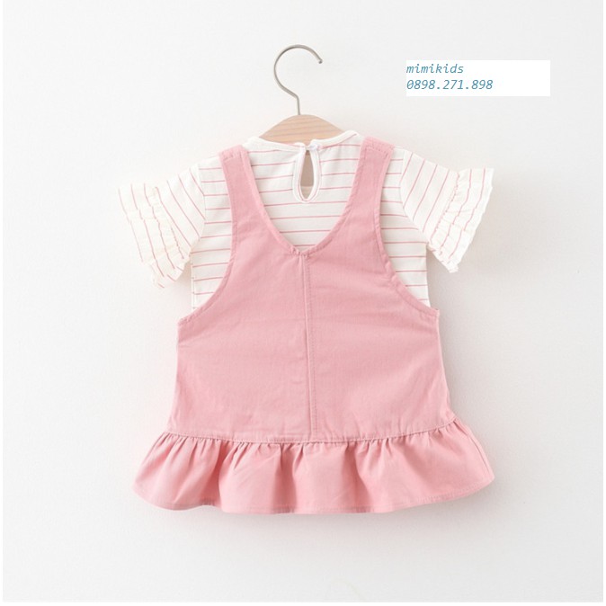 Set áo và váy bé gái 🍓 Áo phong kèm váy yếm cực xinh cho bé từ 1 đến 3 tuổi