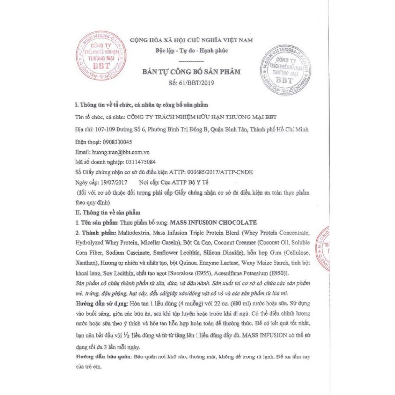 Sữa Tăng Cân 1kg Mass infusion | BigBuy360 - bigbuy360.vn