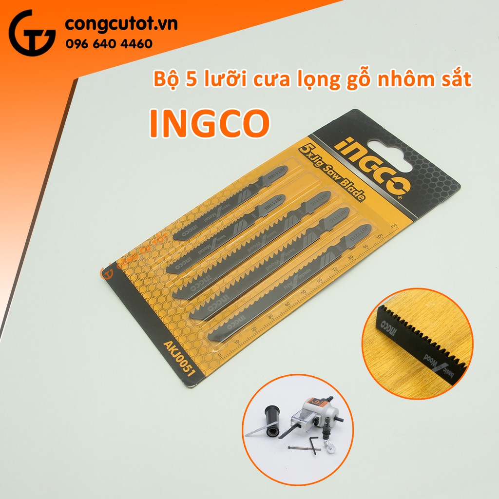 Bộ 5 lưỡi cưa lọng gỗ, nhôm, sắt nhiều kích cỡ INGCO AKJ0051