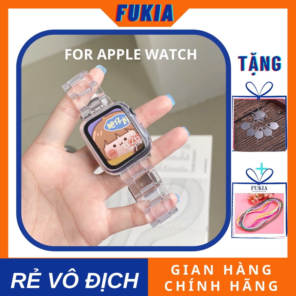 Dây Đeo Nhựa Trong Suốt Thời Trang cho Apple Watch đồng Hồ Thông Minh iWatch 1/2/3/4/5/6/7/SE Size 38/40/41/42/44/45mm