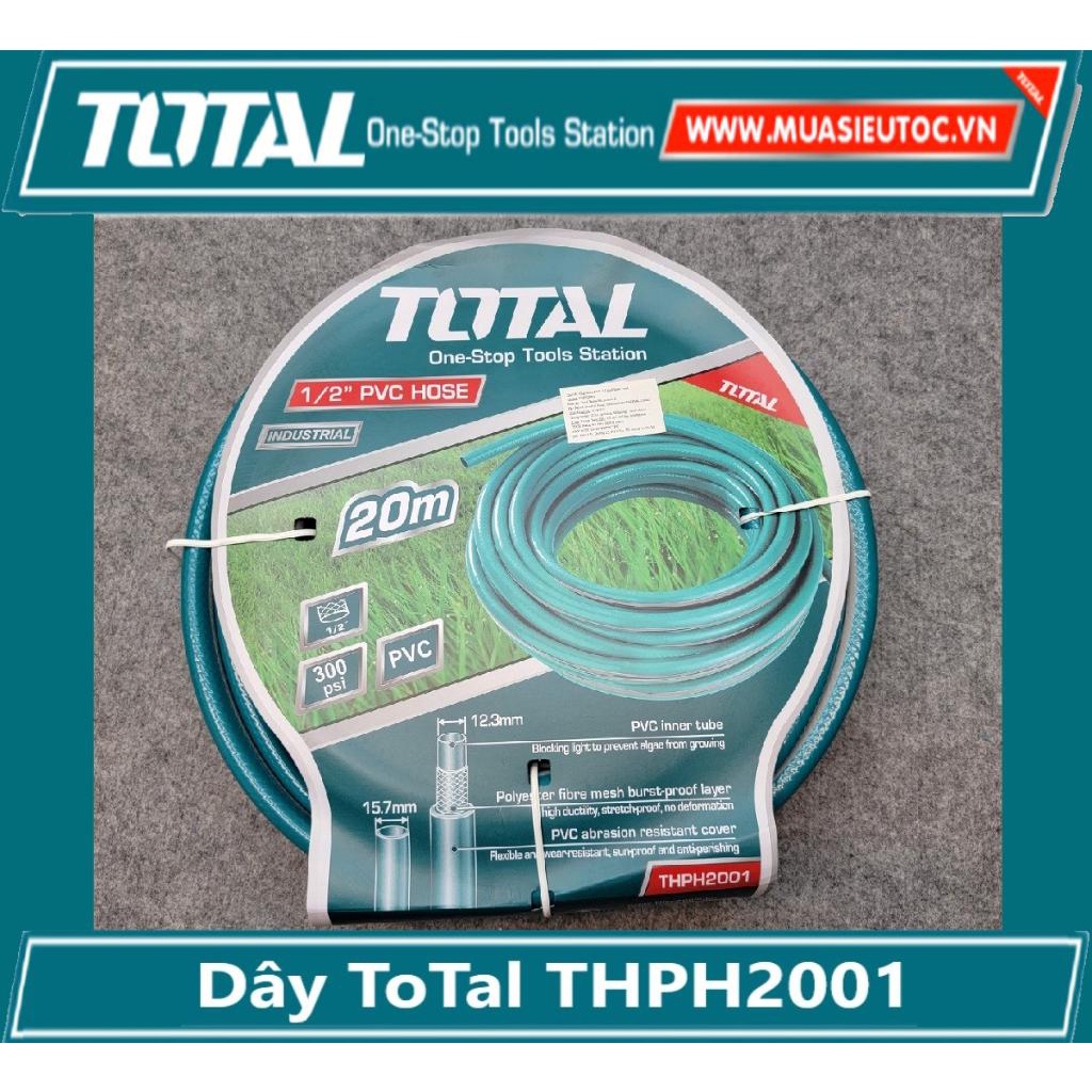 TOTAL Cuộn Ống Nước 20 mét Tưới Cây 1/2" 300psi PVC THPH2001 Lionking