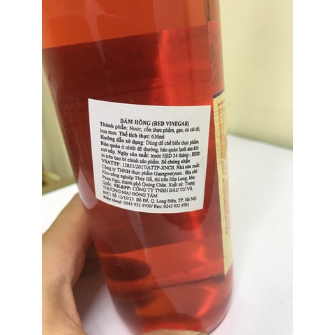 Dấm Hồng vị thanh làm nhiều món, Dấm hồng dung tích 630ml